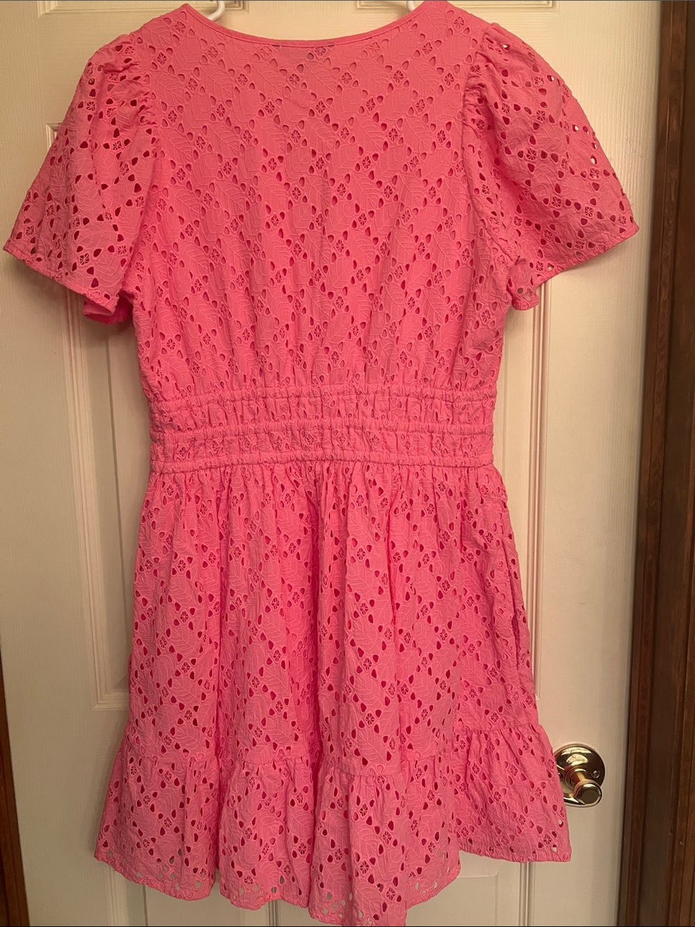 Draper James Pink Eyelet Smocked-Waist Mini Dress EUC - Picture 4 of 4